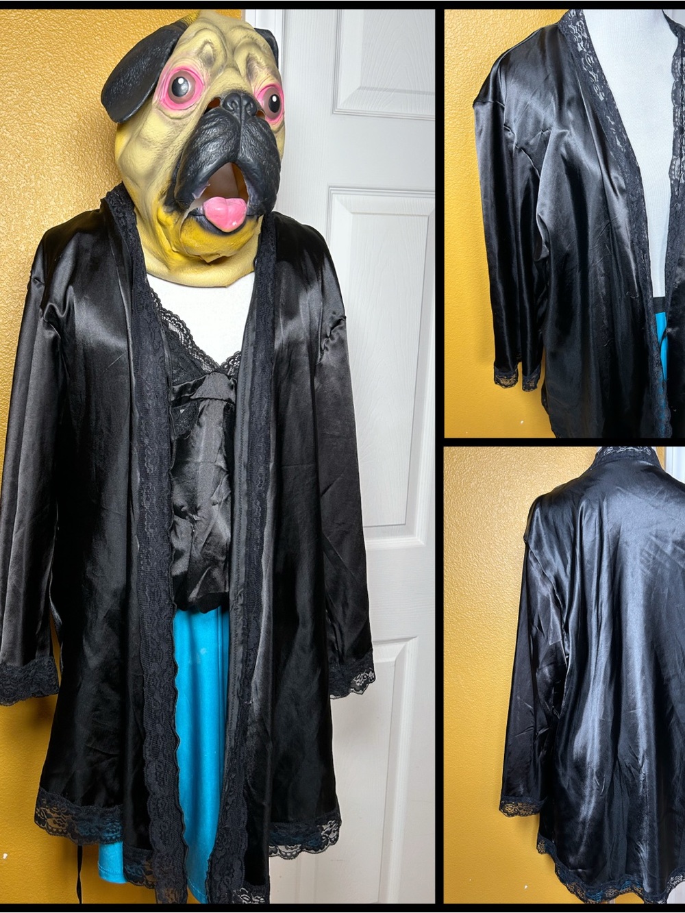 FREDERICKS OF HOLLYWOOD, black lace trimmed robe!!
